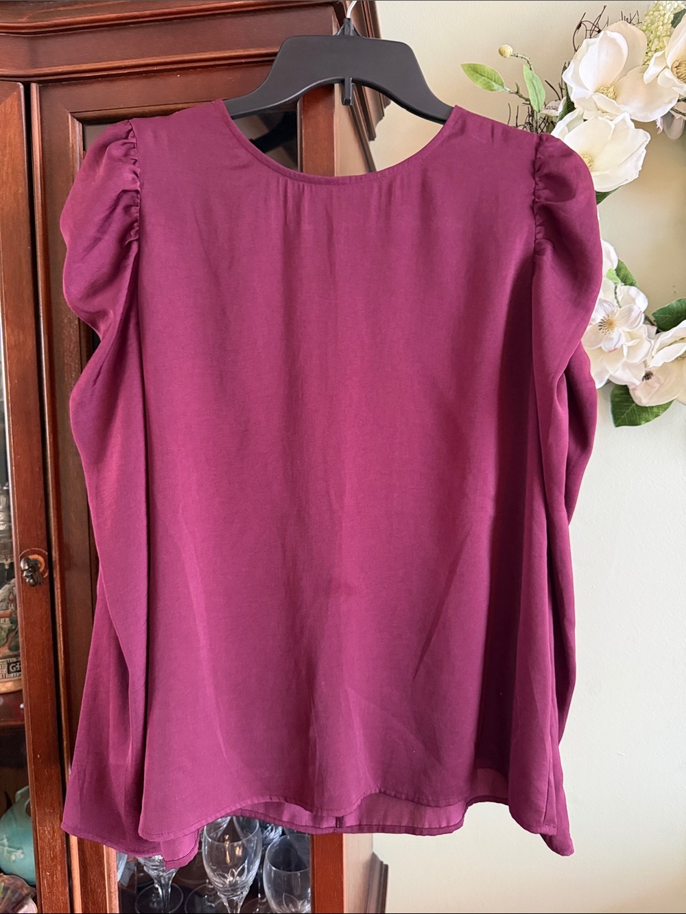 Banana Republic Plum Puff Sleeve Blouse